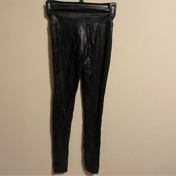 SPANX Black Faux Leather Leggings- Size XS - Picture 5 of 6